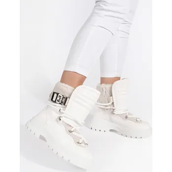Dámská zimní obuv Pěkné dámské sněhule bílé platforma 36