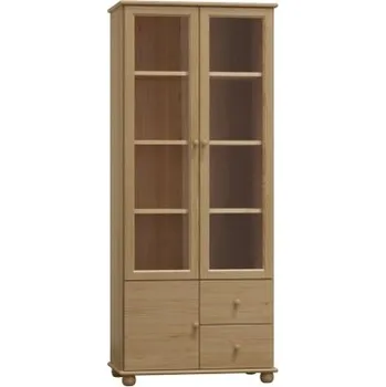 Knihovna Vitrína z masivního dřeva MB 101 šířka 90 cm Odstíny: Přírodní lakovaná