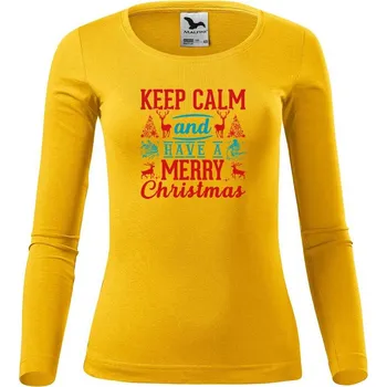 Dámské tričko DOBRÝ TRIKO Dámské bavlněné triko Keep calm Christmas Velikost: XL, Barva: Žlutá