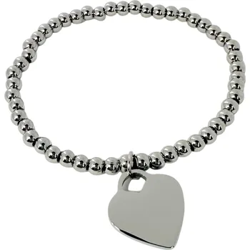 Náramek Elastický náramek s korálky a srdcem Stříbrná