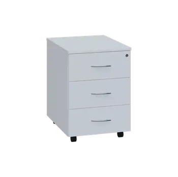 Zásuvkový kontejner NXKC - 00 kontejner pojízdný, 3-zásuvkový, deska 18 mm, centrální zámek, bílá