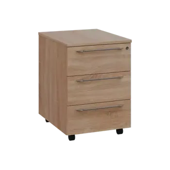 Zásuvkový kontejner LXK 2 - 00 kontejner pojízdný, 3-zásuvkový, deska 25 mm, centrální zámek, dub bardolino