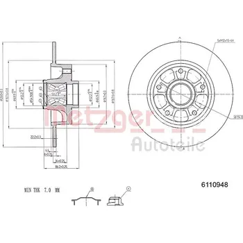 Brzdový kotouč Brzdový kotouč METZGER 6110948