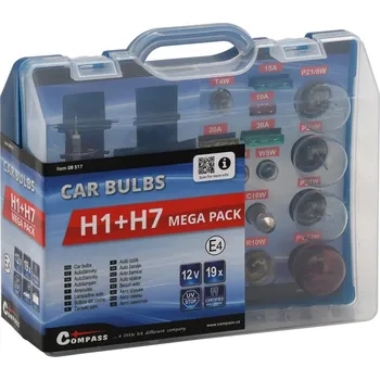 Autožárovka Žárovky 12V servisní box MEGA H1+H7+pojistky