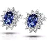 Stříbrné zdobené náušnice SAFÍR Ag 925; ≤4 g.