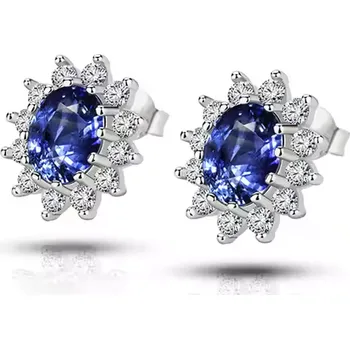 Náušnice Stříbrné zdobené náušnice SAFÍR Ag 925; ≤4 g.