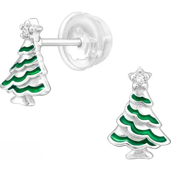 Náušnice Evolution Group Stříbrné náušnice VÁNOČNÍ STROMEČEK