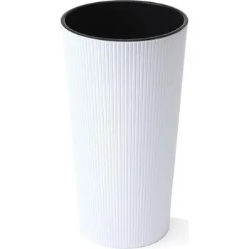 Květináč Květináč LAMELA Květináč LILIA JUMPER - proužek, průměr 30cm, výška 57cm, bílý