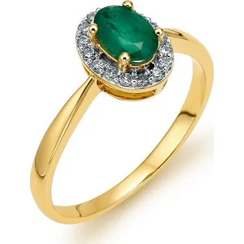 Prsten Zlatý briliantový prsten se smaragdem 0,35 ct KU1438S + dárkové balení LUXUS zdarma