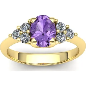 Prsten Prsten s ametystem a brilianty PK20014 Materiál: Červené zlato 14kt, Velikost: 41