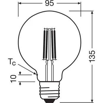 OSRAM LED žárovka Globe G95 E27 5W Filament 4 000K