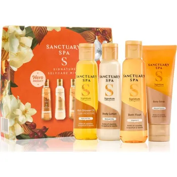 Kosmetická sada Sanctuary Spa Signature Sanctuary Spa Signature Natural Oils pečující sprchový olej 75 ml + Sanctuary Spa Signature Collection hydratační tělové mléko s aloe vera 75 ml + Sanctuary Spa Signature Collection koupelová pěna 75 ml + Sanctuary Spa Signature Co