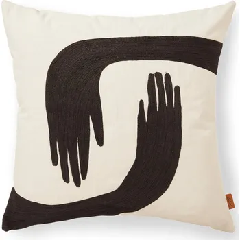 Dekorativní polštářek Dekorační polštář POSE 50 x 50 cm, bílá / hnědá, bavlna, ferm LIVING - doprava zdarma od 2999 Kč