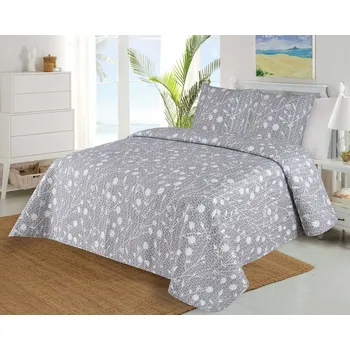 Přehoz na lůžko JAHU Ramas přehoz na postel šedý 220 x 240 cm + 2 ks povlak na polštář 45 x 45 cm