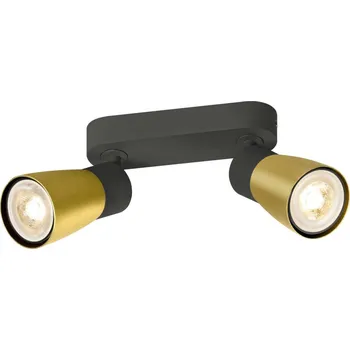 BIG WHITE (SLV) PURI 2.0 Dome nástěnné a stropní svítidlo pro povrchovou montáž, dlouhé, 2 x max. 6W GU10, černá/zlatá 1008370