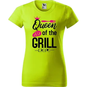 Dámské oblečení DOBRÝ TRIKO Dámské tričko s potiskem Queen of the grill Barva: Limetková, Velikost: M