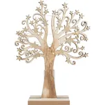 Anděl Přerov Strom dřevěný se zlatými hvězdami 22 x 30 cm, s LED světýlky