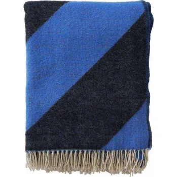 deka Vlněný merino pléd Angle blue black 130x200, Klippan Švédsko Modrá