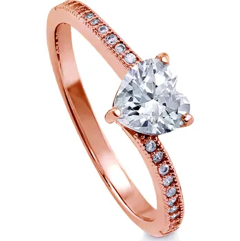 Prsten Stříbrný prsten ZAMILOVANÉ SRDCE ROSE Velikost prstenu: 10 (EU: 62-64) Ag 925; ≤2 g.