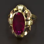 Goldpoint Masivní zlatý prsten s oválným rubínem Velikost: 66, Váha: 5.38 g