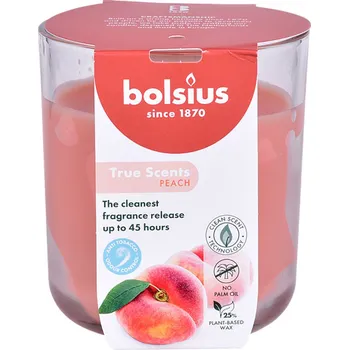 Svíčka Svíčka ve skle TRUE SCENTS BROSKEV vonná d9x10cm