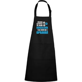 Kuchyňská zástěra DOBRÝ TRIKO Zástěra s potiskem Kouzelník opravář Barva: Černá