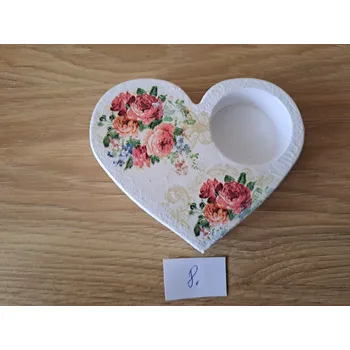 Svícen Svícen na čajovou svíčku -srdíčko růžičky 8 (svíčka součástí )