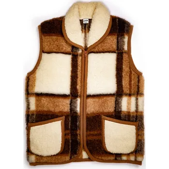 Dámská vesta Zaspi.cz Šálová vesta z ovčí vlny hnědo-béžová Velikost: S