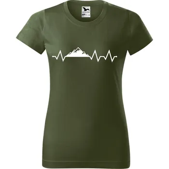 Dámské tričko DOBRÝ TRIKO Dámské tričko s potiskem Tep hory Barva: Khaki, Velikost: XS