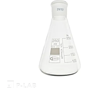 Baňka Erlenmeyerova se zábrusem | GLASSCO (Objem (ml): 3000, Zábrus NZ: 45/40, Průměr (mm): 188, Výška (mm): 310, Balení (ks): 1)