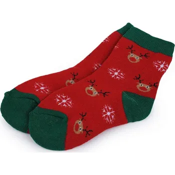 Vánoční dekorace Dětské vánoční ponožky v dárkové kouli s rolničkou - 10 (vel. 28-31) červená zelená