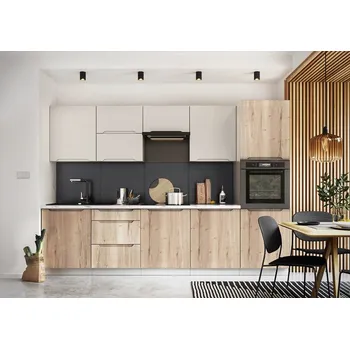 Kuchyňská linka Artstolk Kuchyňská linka ZOYA bez desky | 300 cm dub halifax/šedá