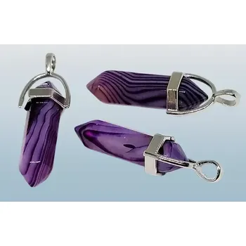 Přírodní kámen Achát fialový přívěsek hexagon 4 cm