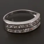 Goldpoint Stříbrný prsten růžové a bílé zirkony Velikost: 52