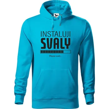 Pánská mikina DOBRÝ TRIKO Pánská mikina s potiskem Instaluji svaly Velikost pánské mikiny: S, Barva: Tyrkysová