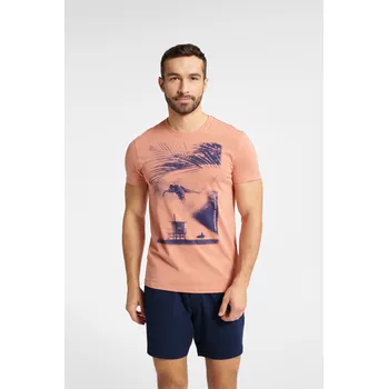 Pánské pyžamo Pyžamo Fearless 40685-24X Broskvová a tmavě modrá - Henderson XXL