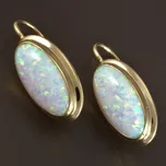 Goldpoint Zlaté náušnice bílý oválný opál Váha: 3.50 g