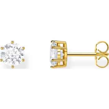 Náušnice Thomas Sabo H2301-414-14 Gold-plated Ear Studs with white Brilliant-cut Stone 6,0 mm