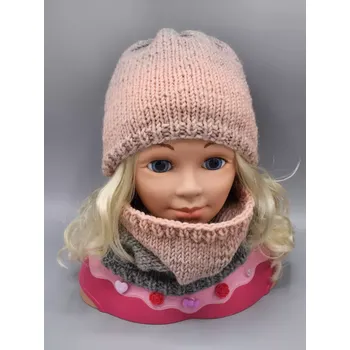 Nákrčník Ručně pletený dětský nákrčník - hladký - šedá a starorůžová