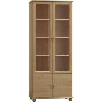 Knihovna Vitrína z masivního dřeva MB 102 šířka 90 cm Odstíny: Ořech