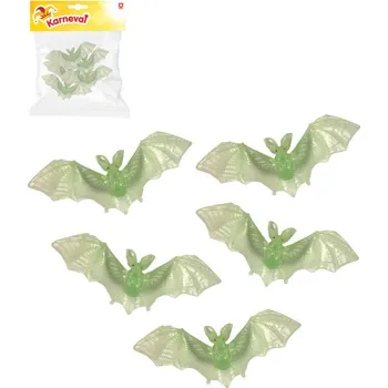 Figurka Netopýr 13cm zvířátko svítící ve tmě set 5ks Halloween dekorace