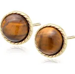 Stříbrné náušnice TYGŘÍ OKO GOLD Ag 925; ≤2,4 g.