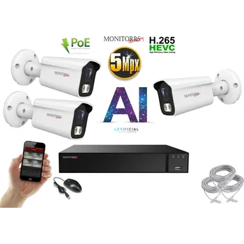 Kompletní kamerový systém Monitorrs Security AI IP 3 kamerový set 5 Mpix WTube (6372K3) (Monitorrs Security)