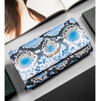 Peněženka Velká dámská peněženka 4U Cavaldi vzor hadí kůže modrá (Dámská peněženka )