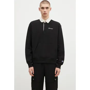 Pánská mikina Mikina Champion Polo Neck Sweatshirt pánská, černá barva, melanžová, 220708, L, 99X