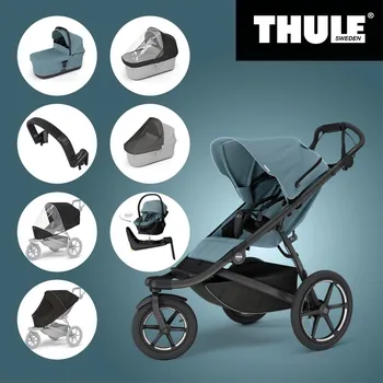 Kočárek Akční set THULE URBAN GLIDE 3 MID BLUE SINGLE+Korba+Madlo+Plášť+Moskyt+Maple +ISO