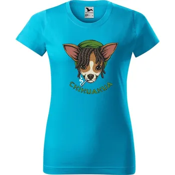 Dámské tričko DOBRÝ TRIKO Dámské tričko s potiskem Čivava Barva: Tyrkysová, Velikost: XS