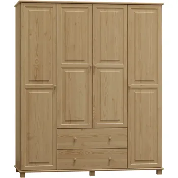 Šatní skříň KIK TRADE Dřevěná šatní skřín MB 79 borovice masiv šířka 200 cm Odstíny: Přírodní lakovaná