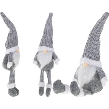 Vánoční dekorace Dekorace vánoční skřítek trpaslík, šedý, 47cm