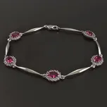 Goldpoint Náramek v bílém zlatě synt. rubíny Váha: 6.35 g, Délka: 19 cm